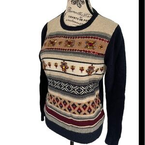 J Crew Navy JEWELED Sweater Medium